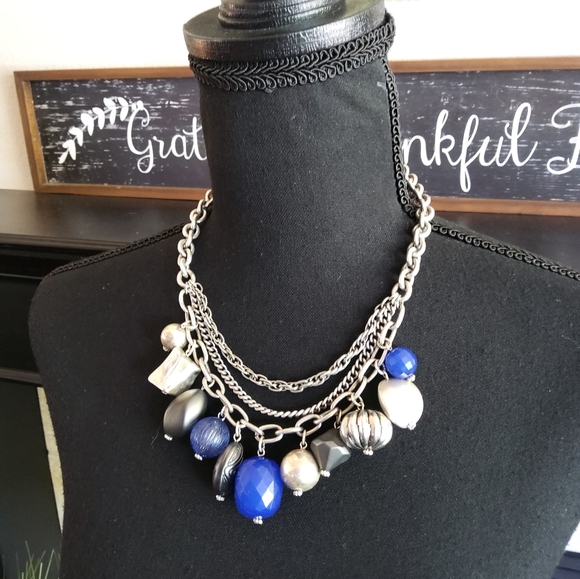 Chico's Silvertone Beaded Necklace - Picture 2 of 3